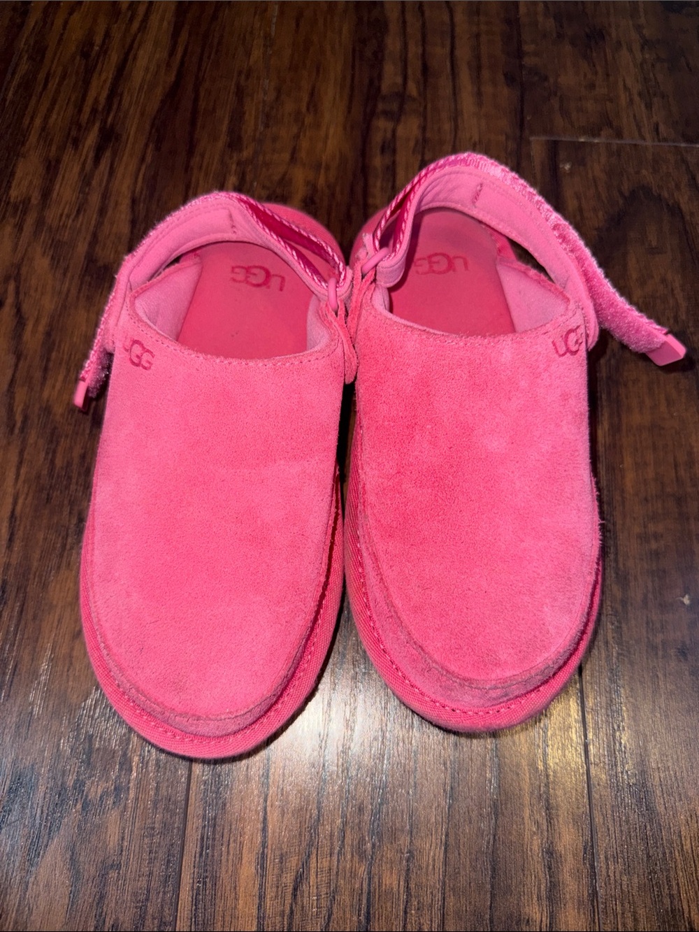 UGG Kids Bright Pink Suede Slip-Ons